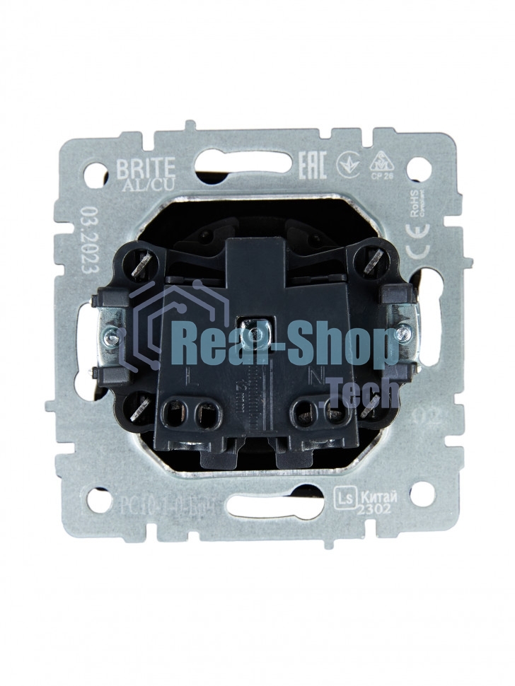 Розетка 1-местная IEK BRITE РС10-1-0-БрЧ (BR-R10-10-K02) без заземления, без защитных шторок, 10А, черный