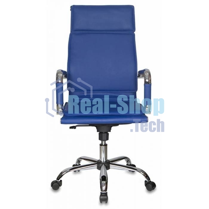 Кресло руководителя Бюрократ CH-993/blue синий, искусственная кожа, крестовина хромированная