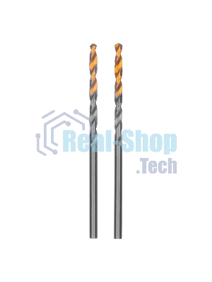 Сверло спиральное по металлу Denzel 2,5 x 57мм, Р6М5, Golden Tip, 2 шт.