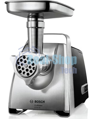 Мясорубка электрическая Bosch MFW68640 черный, 2200 Вт, 4.3 кг/мин, реверс, металлический лоток, насадки - 5