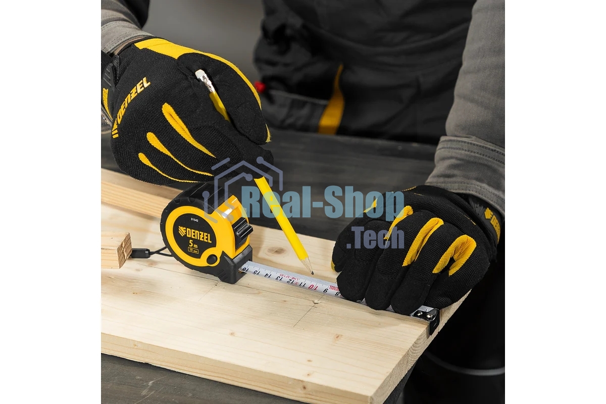 Рулетка 5м х 19мм, двухкомп. корпус, кнопка-пауза Denzel