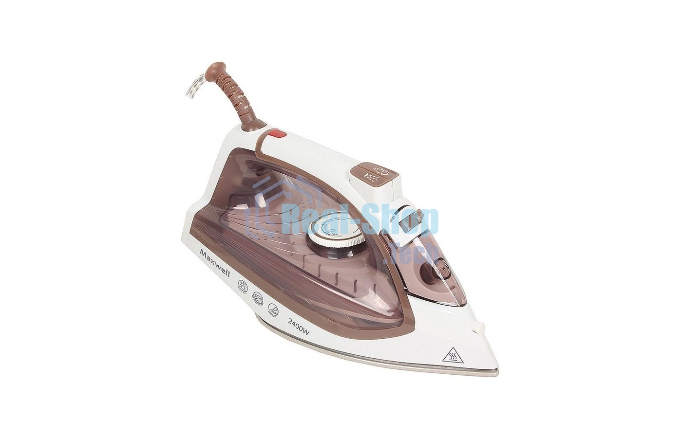 Утюг Maxwell MW-3047 белый/коричневый, 2400 Вт, 30 г/мин, 120 г/мин, 260 мл