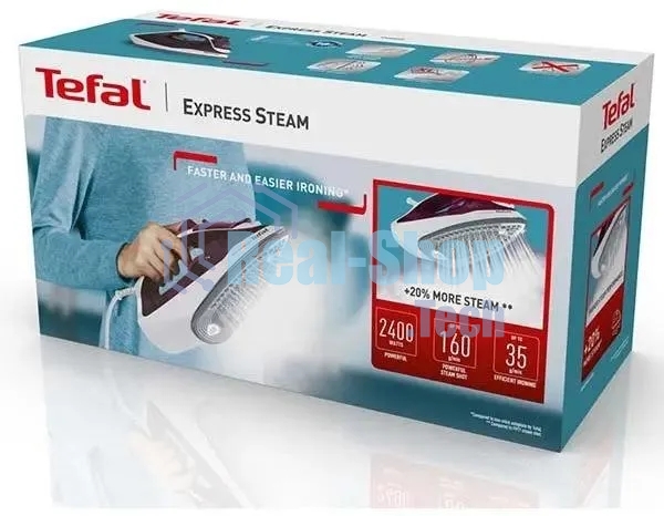 Утюг Tefal FV2835E0 фиолетовый/белый, 2400 Вт, 35 г/мин, 160 г/мин, 270 мл