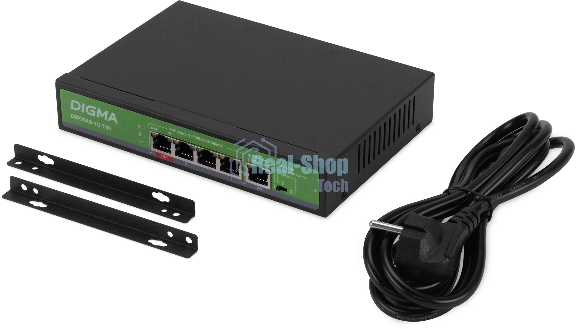 Коммутатор Digma DSP204G-1G-T80, 5×1 Гбит/с, неуправляемый