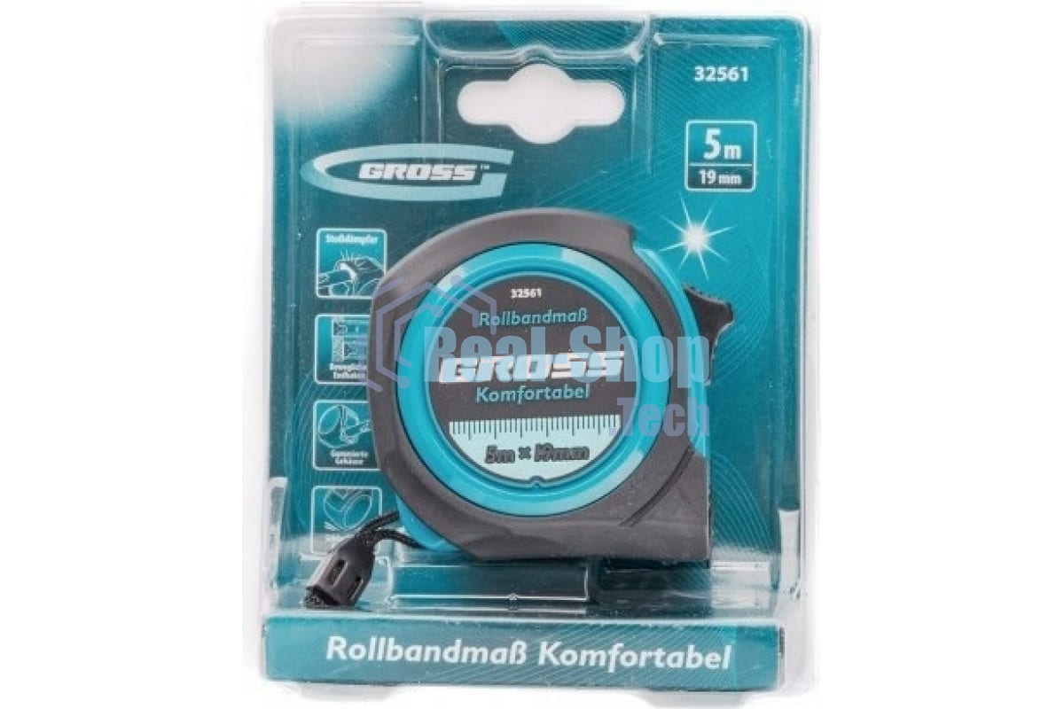 Рулетка Gross 32561 komfortabel 5м х 19мм обрезиненный корпус