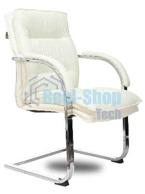 Кресло офисное Бюрократ T-9927SL-LOW-V слоновая кость, кожа, низк.спин. полозья, металл хром