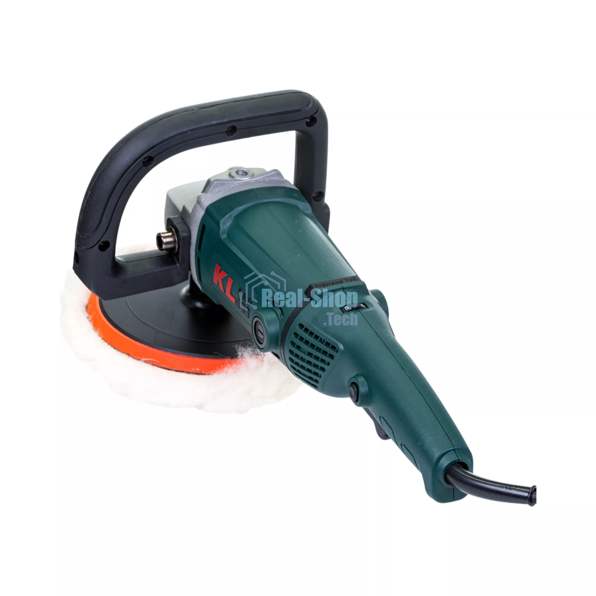 Профессиональная полировальная угловая машина KLPRO KLPJ42180 (1400вт, 3300 об/мин, 230мм, шерстяной войлок в комплекте)