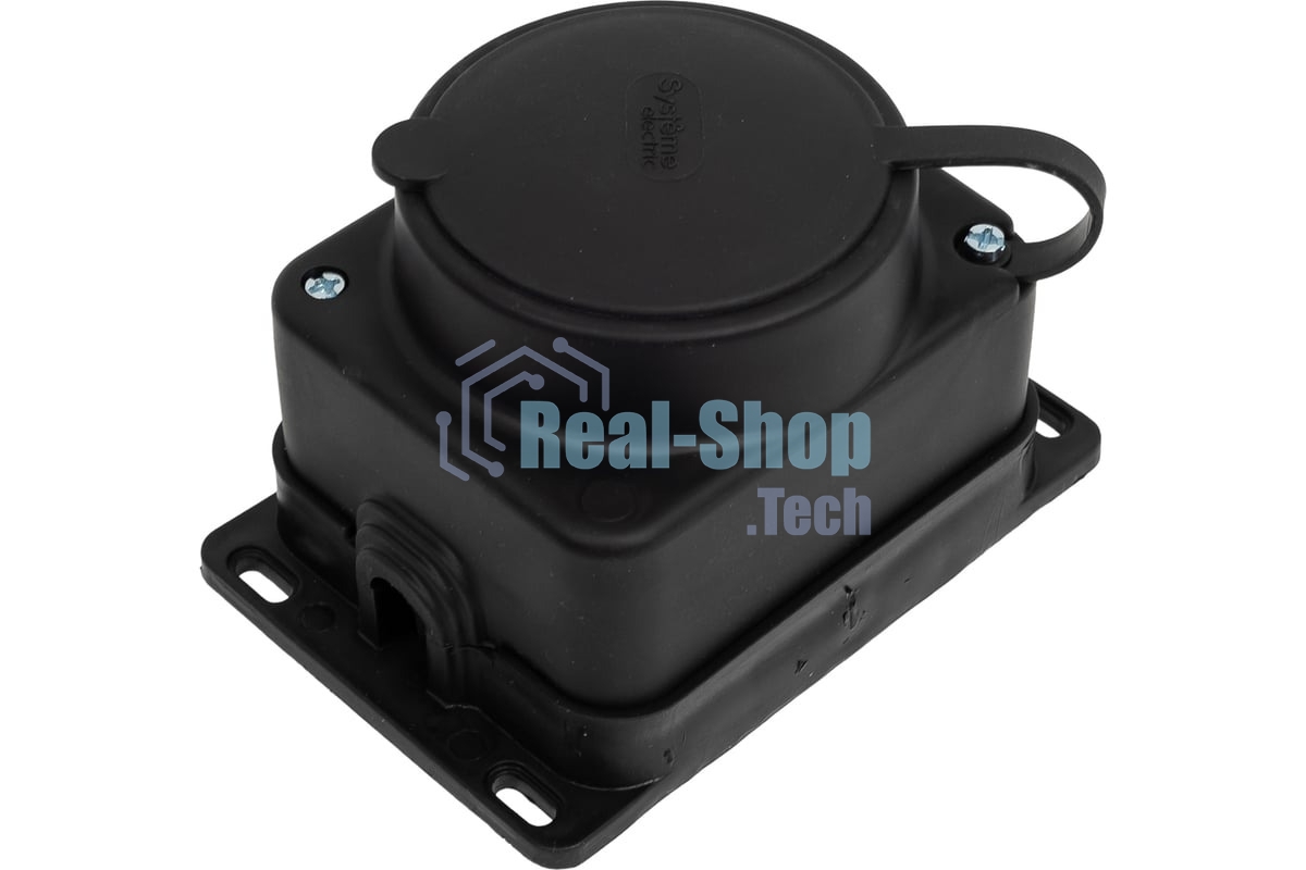 Колодка MultiSet 1х розетка 2К+З 16А/250В IP44 каучуковая черн. SE MST4003BK