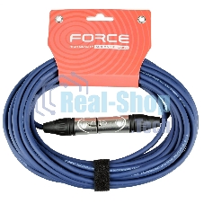 Кабель микрофонный FORCE FMC-05/10 BLXLR (M) - XLR (F), высококачественный балансный, малошумящий с проводниками из безкислородной меди OFC, диаметр 6 мм, профессиональные металлические разъемы, длина 10 м, цвет синий