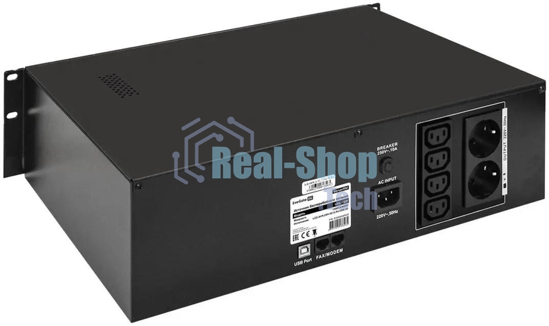 Источник бесперебойного питания ExeGate ServerRM UNL-1500.LCD.AVR.2SH.4C13.RJ.USB.3U / 1500 ВА / 900 Вт / 4 x IEC 320 C13, 2 x CEE 7 (евророзетка)
