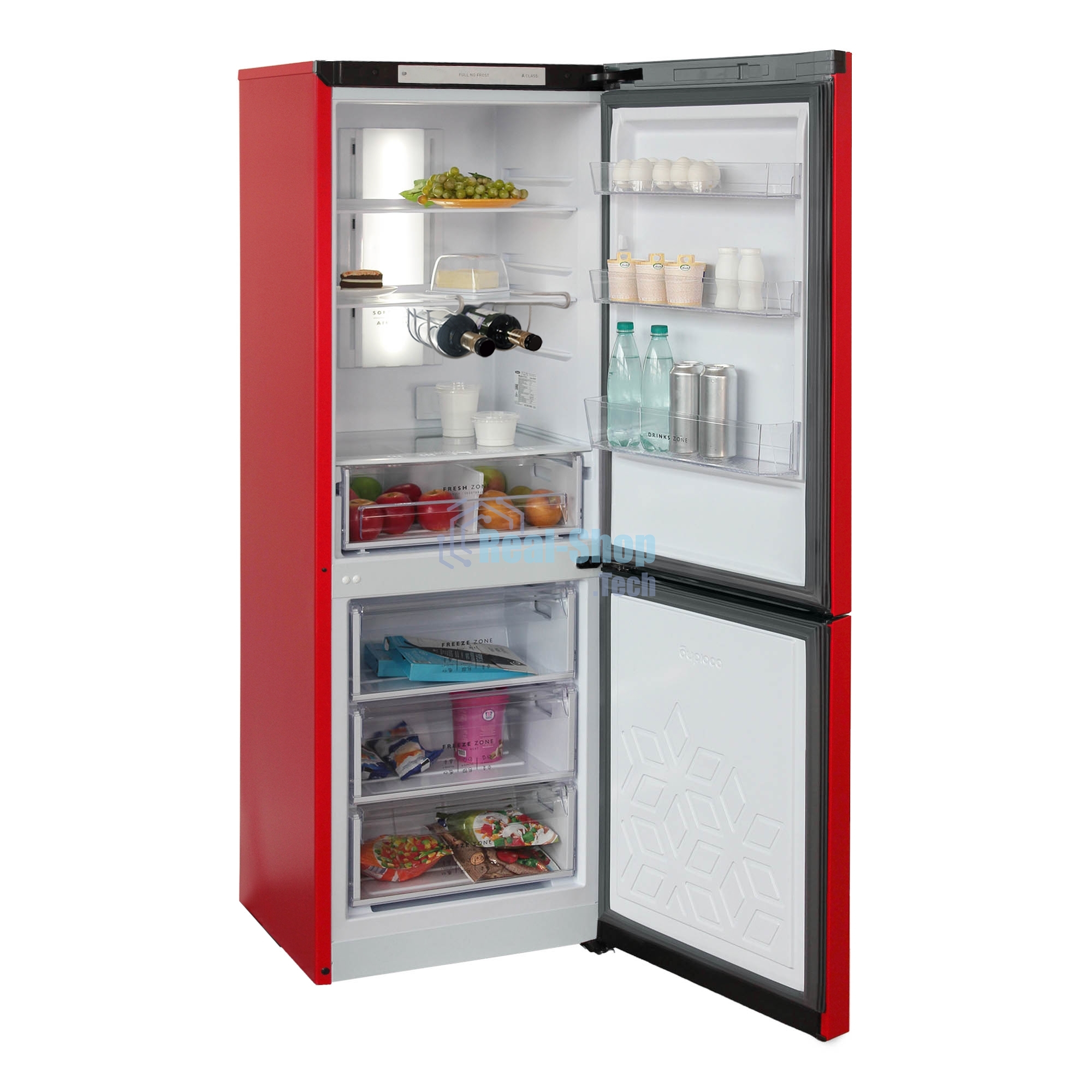 Холодильник Бирюса B-H920NF красный двухкамерный 210/100 л морозилка снизу, No Frost