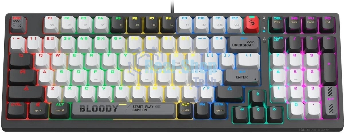 Клавиатура беспроводная механическая A4Tech Bloody WS98 USB черный/серый (WS98)