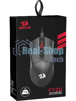 Мышь проводная игровая Redragon FYZU черная (USB, Pixart P3395, Huano, 6 кн., 26000 Dpi, RGb подсветка)