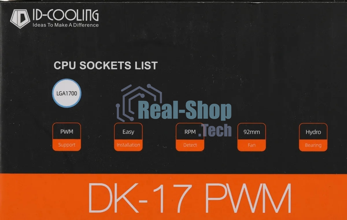 Кулер ID-COOLING DK-17 PWM серебристый/черный 92мм алюминий 2200rpm 26db 4-pin 65W 42мм