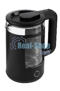 Чайник электрический Energy E-256, 1500Вт, 1,5л, стекло, черный