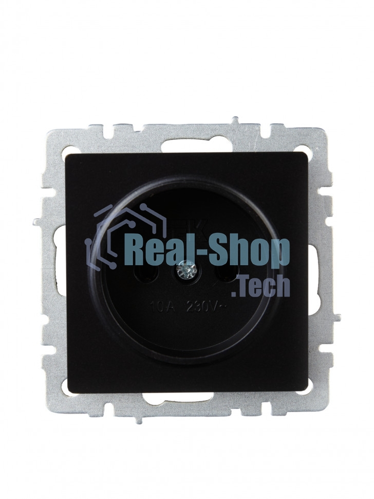 Розетка 1-местная IEK BRITE РС10-1-0-БрЧ (BR-R10-10-K02) без заземления, без защитных шторок, 10А, черный