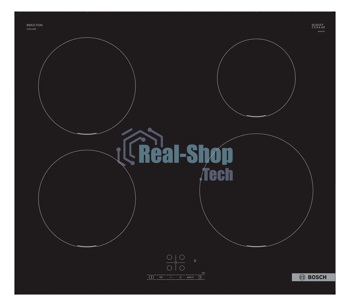 Индукционная варочная панель Bosch Serie 4 PUE611BB5E, индукционные, независимая, черный