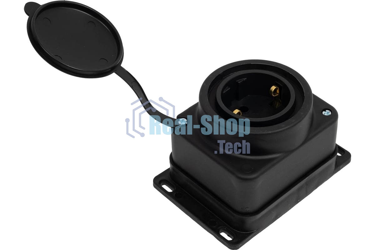 Колодка MultiSet 1х розетка 2К+З 16А/250В IP44 каучуковая черн. SE MST4003BK