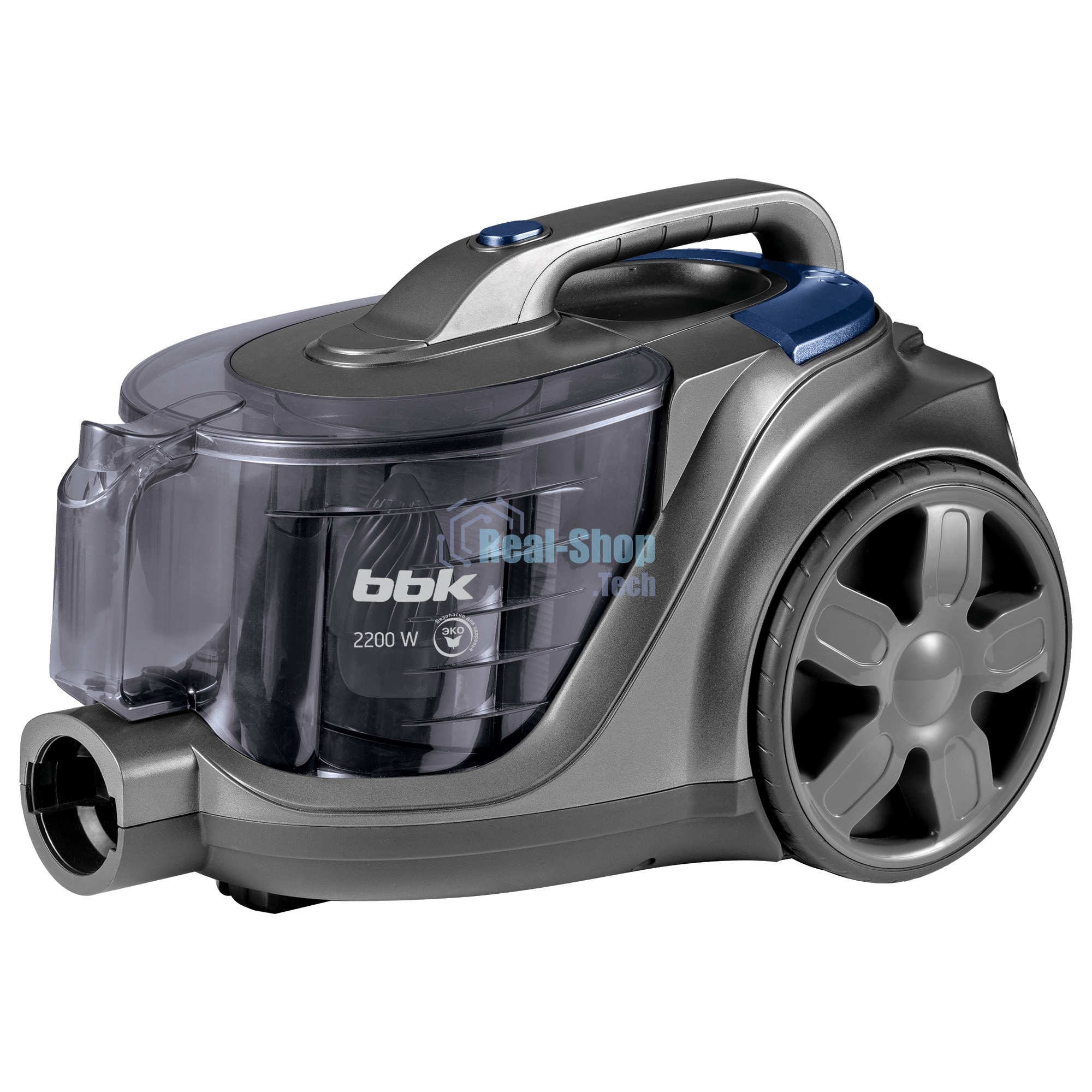 Пылесос BBK BV1900 серый/синий, 400/2200 Вт, уборка сухая, пылесборник контейнер 3 л