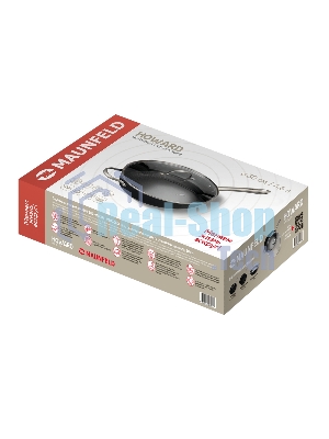 Глубокая сковорода Maunfeld HOWARD MDP30LCL15 из облегченного чугуна со стеклянной крышкой, 30 см