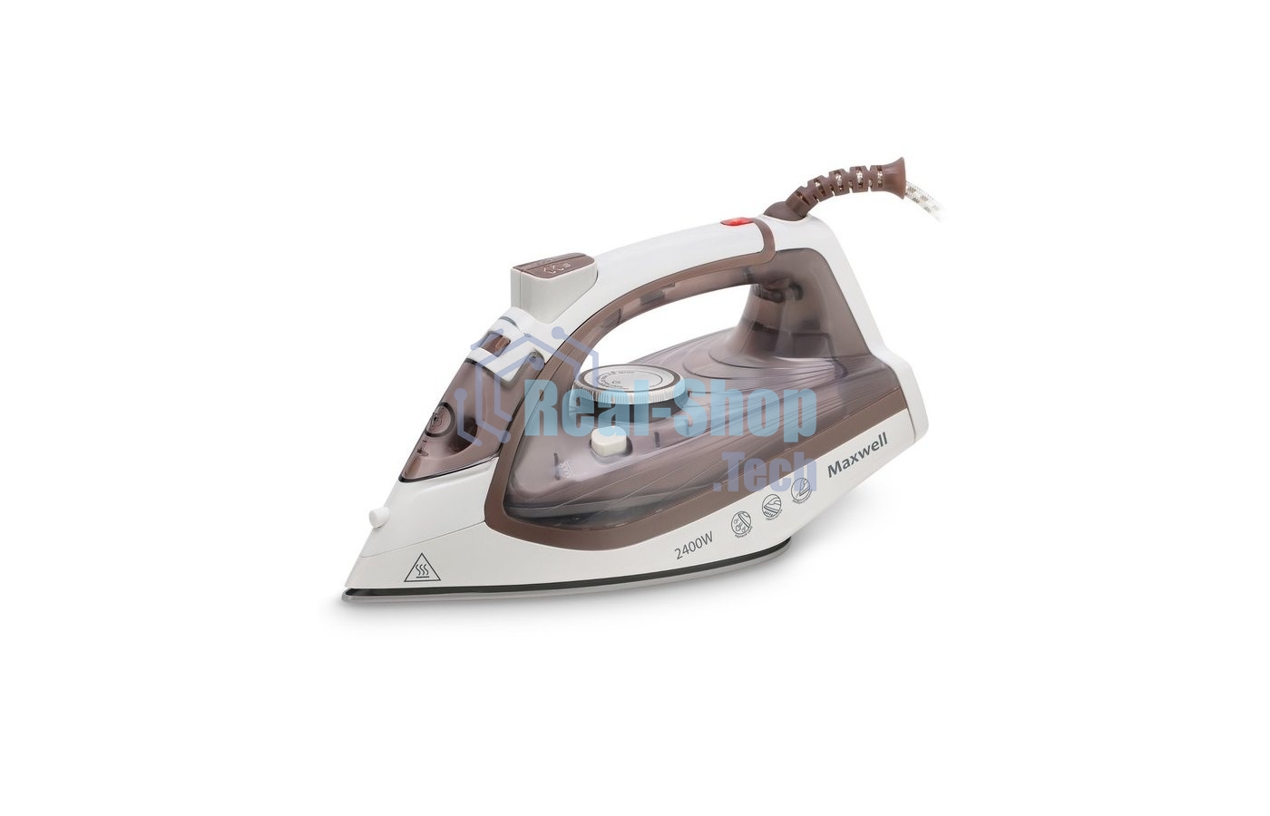 Утюг Maxwell MW-3047 белый/коричневый, 2400 Вт, 30 г/мин, 120 г/мин, 260 мл
