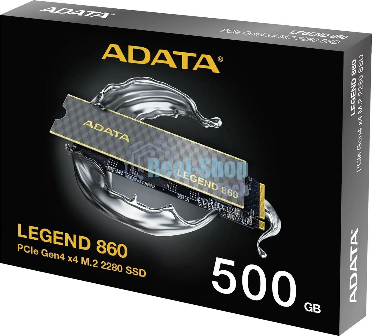 Накопитель SSD ADATA LEGEND 860, 500Gb, PCIe 4.0 x4, M.2 2280, NVMe, R/W 5000/3000, с радиатором