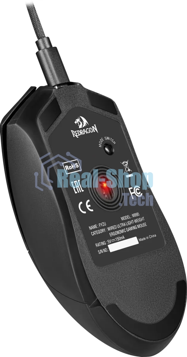Мышь проводная игровая REDRAGON FYZU черная (USB, Pixart P3395, Huano, 6 кн., 26000 Dpi, RGb подсветка)