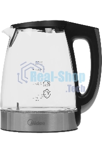 Чайник электрический Midea MK-8019, мощность 2200 Вт, объем 1.7 л, цифровой дисплей, регулировка температуры нагрева, 6 режимов нагрева, поддержание температуры, подсветка