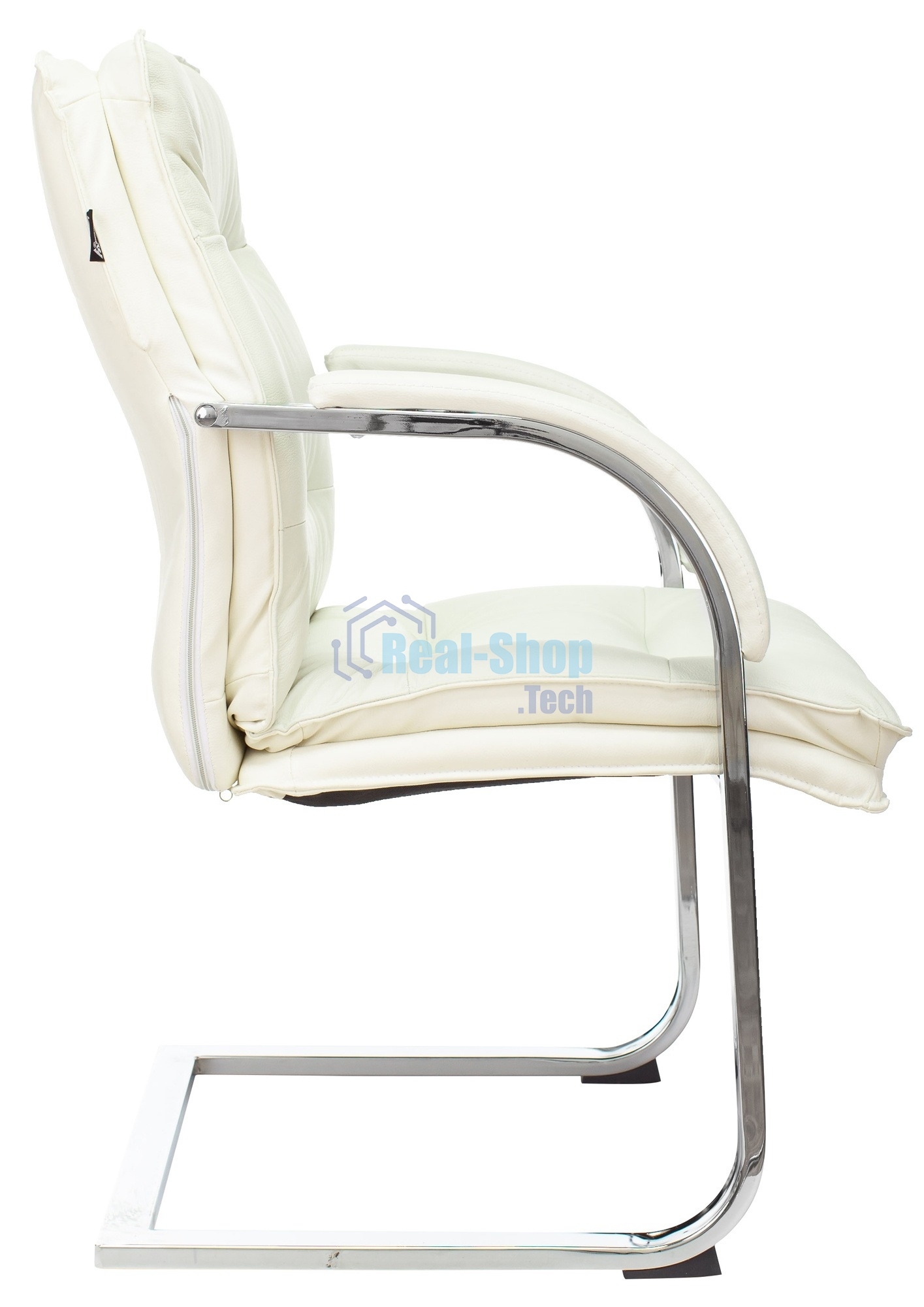 Кресло офисное Бюрократ T-9927SL-LOW-V слоновая кость, кожа, низк.спин. полозья, металл хром