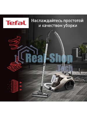 Пылесос Tefal TW3786RA серый/черный, 750/2100 Вт, уборка сухая, пылесборник контейнер 1,5 л