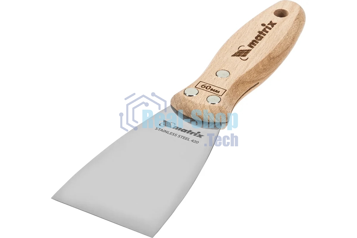 Шпательная лопатка Matrix из нержавеющей стали, 60 мм, буковая рукоятка, EFP