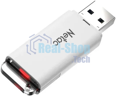 Флешка USB Netac U185 (NT03U185N-064G-32WH), 64Gb, USB 3.0, R/W 100/25, белый/серый