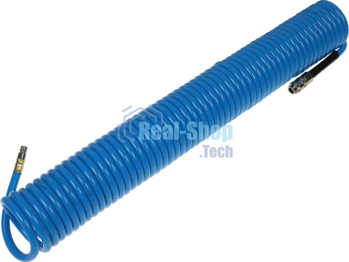 Пневматическое оборудование FUBAG Шланг спиральный с фитингами [170306] рапид полиуретан 15 бар 8х12мм 15м