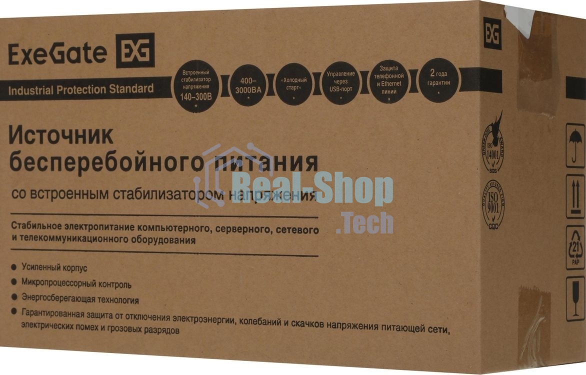 Источник бесперебойного питания ExeGate Power Back BNB-800.LED.AVR.4C13 / 800 ВА / 480 Вт / 4 x IEC 320 C13