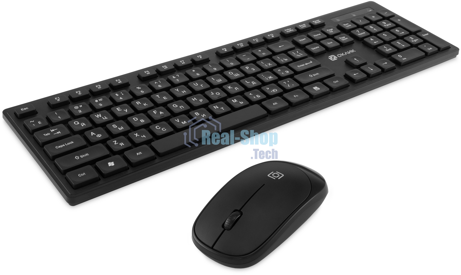 Комплект клавиатура + мышь Оклик S255W клав:черный мышь:черный USB беспроводная Multimedia (1909361)