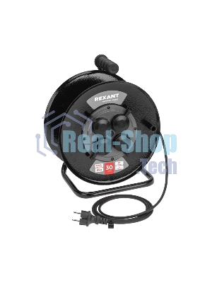 Удлинитель силовой Rexant КГ на катушке 4 гнезда, с/з, 30 м, 3х1,5 мм², IP44 c защитными крышками, металлическая катушка