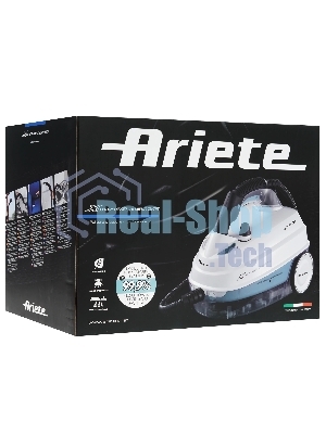 Пароочиститель Ariete 00P414602AR0 белый/голубой, напольный, 1500 Вт, 30 г/мин, 1600 мл