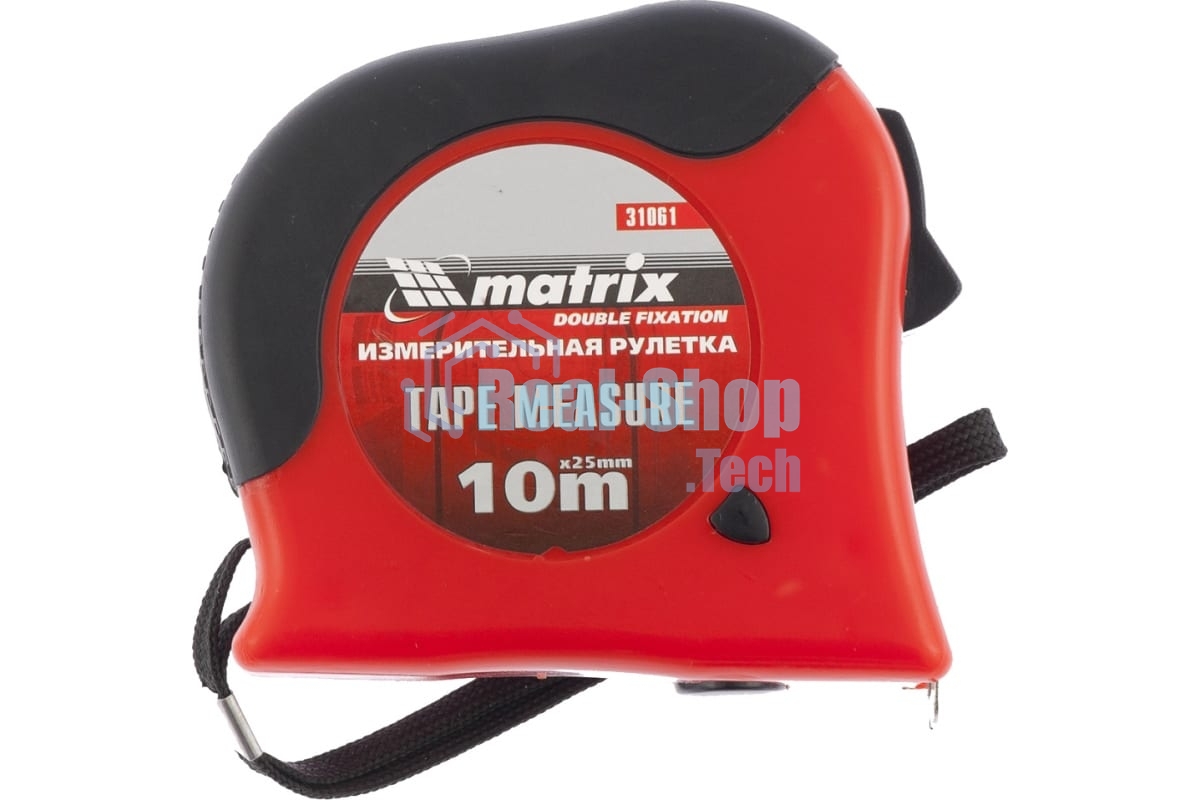 Рулетка Matrix double fixation 10мх25мм обрезиненный корпус двойная плавная фиксация