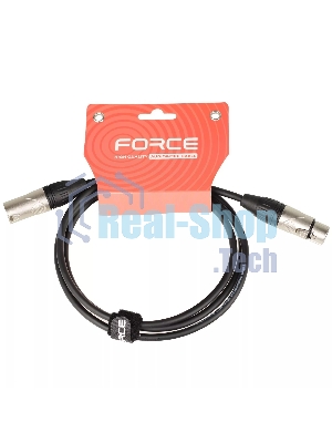 Кабель микрофонный FORCE FMC-05/1.5XLR (M) - XLR (F), высококачественный балансный, малошумящий с проводниками из безкислородной меди OFC, диаметр 6 мм, профессиональные металлические разъемы, длина 1,5 м, цвет черный