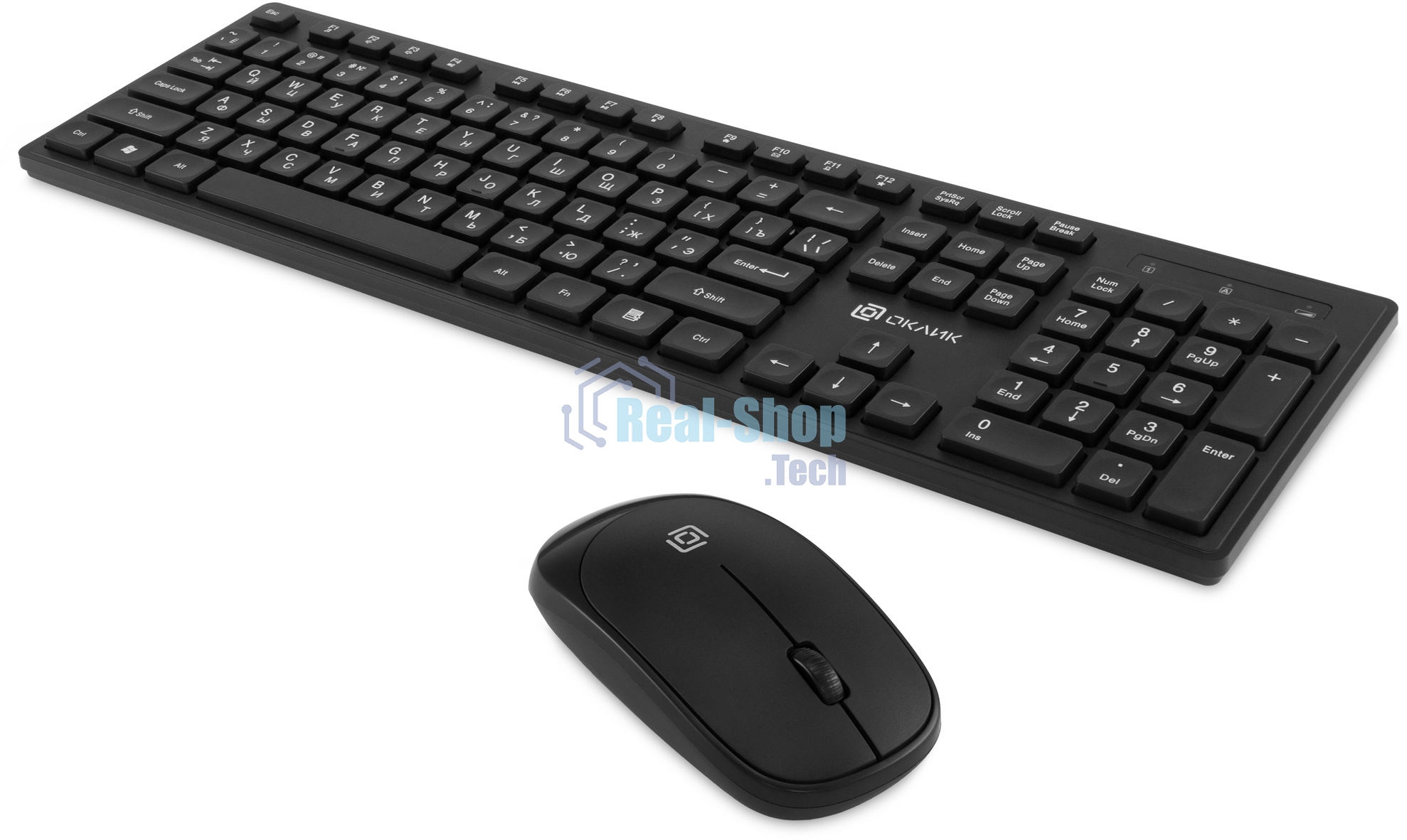 Комплект клавиатура + мышь Оклик S255W клав:черный мышь:черный USB беспроводная Multimedia (1909361)