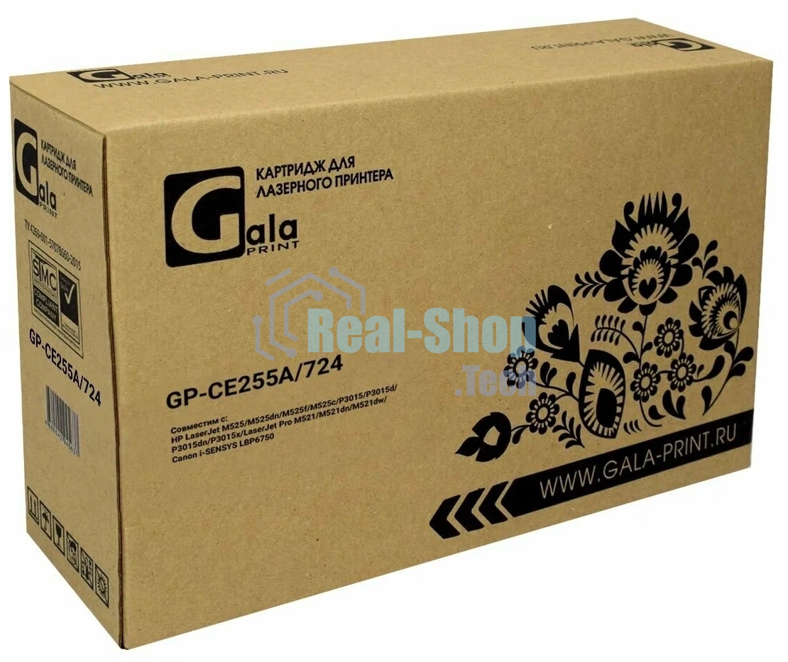 Картридж лазерный GalaPrint GP-CE255A/724 черный (6000 стр.) для HP LJ P3010/3015d/3015dn/3015n/3015x/3016/MFP M525/Canon LBP6750dn/6780x