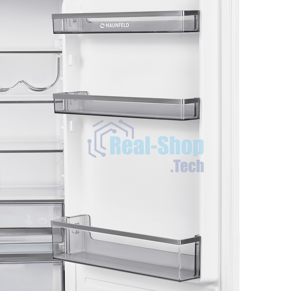 Встраиваемый холодильник Maunfeld MBF177NFFWGR Inverter белый двухкамерный 194/57 л морозилка снизу, NoFrost