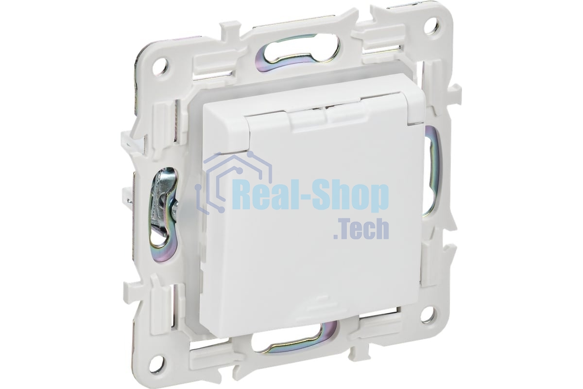 Розетка 1-м SKANDY 16А IP44 с заземл. защ. штроки с крышкой SK-R11W арктич. бел. IEK SK-R16-16-44-K01