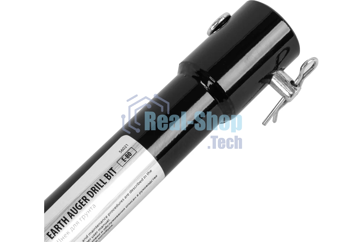 Шнек для грунта Denzel E-80, диаметр 80 мм, длина 800 мм, соединение 20 мм, несъемный нож