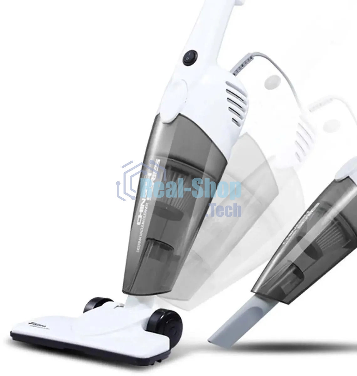 Пылесос вертикальный Deerma DX118C белый/серый, питание от сети, 140 Вт, уборка сухая, пылесборник 1.2 л