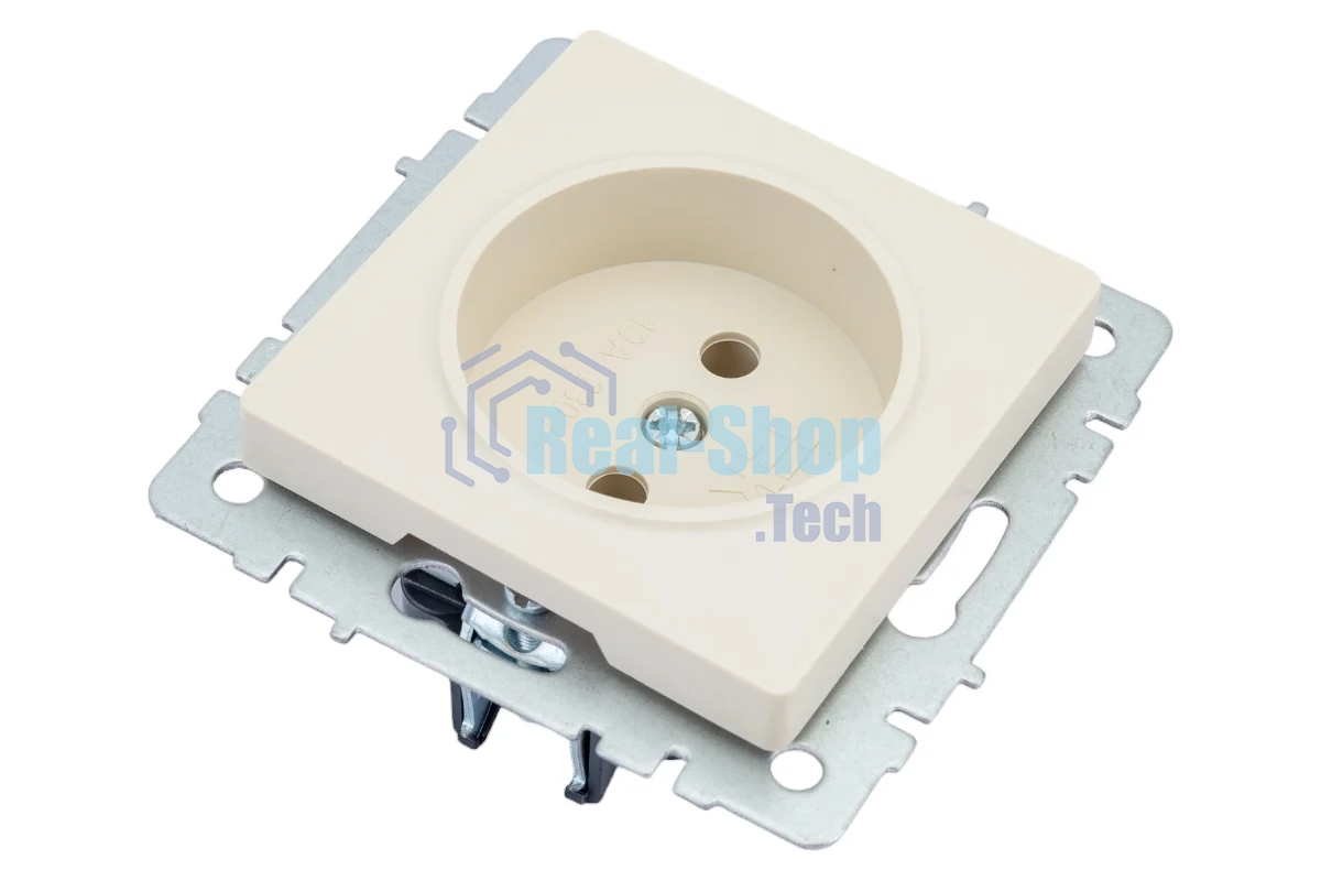 Розетка 1-местная IEK BRITE РС10-1-0-БрКр (BR-R10-10-K10) 10А, без заземления, без защитных шторок, бежевый