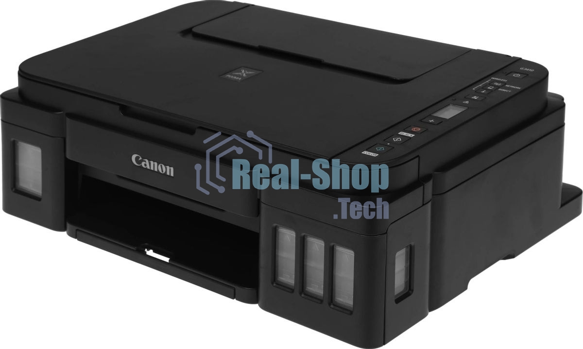 МФУ струйное Canon PIXMA G3410 (2315C009), A4, цветное, печ. 8.8 стр/мин (ч/б) 5 стр/мин (цвет), скан. до 19 стр/мин., 4800x1200 dpi (принтер) 1200х600 dpi (сканер), USB, Wi-Fi