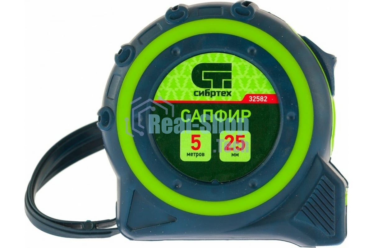 Рулетка Сибртех Сапфир, двухкомпонентный корпус, 5 м х 25 мм