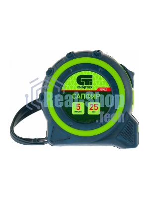 Рулетка Сибртех Сапфир, двухкомпонентный корпус, 5 м х 25 мм