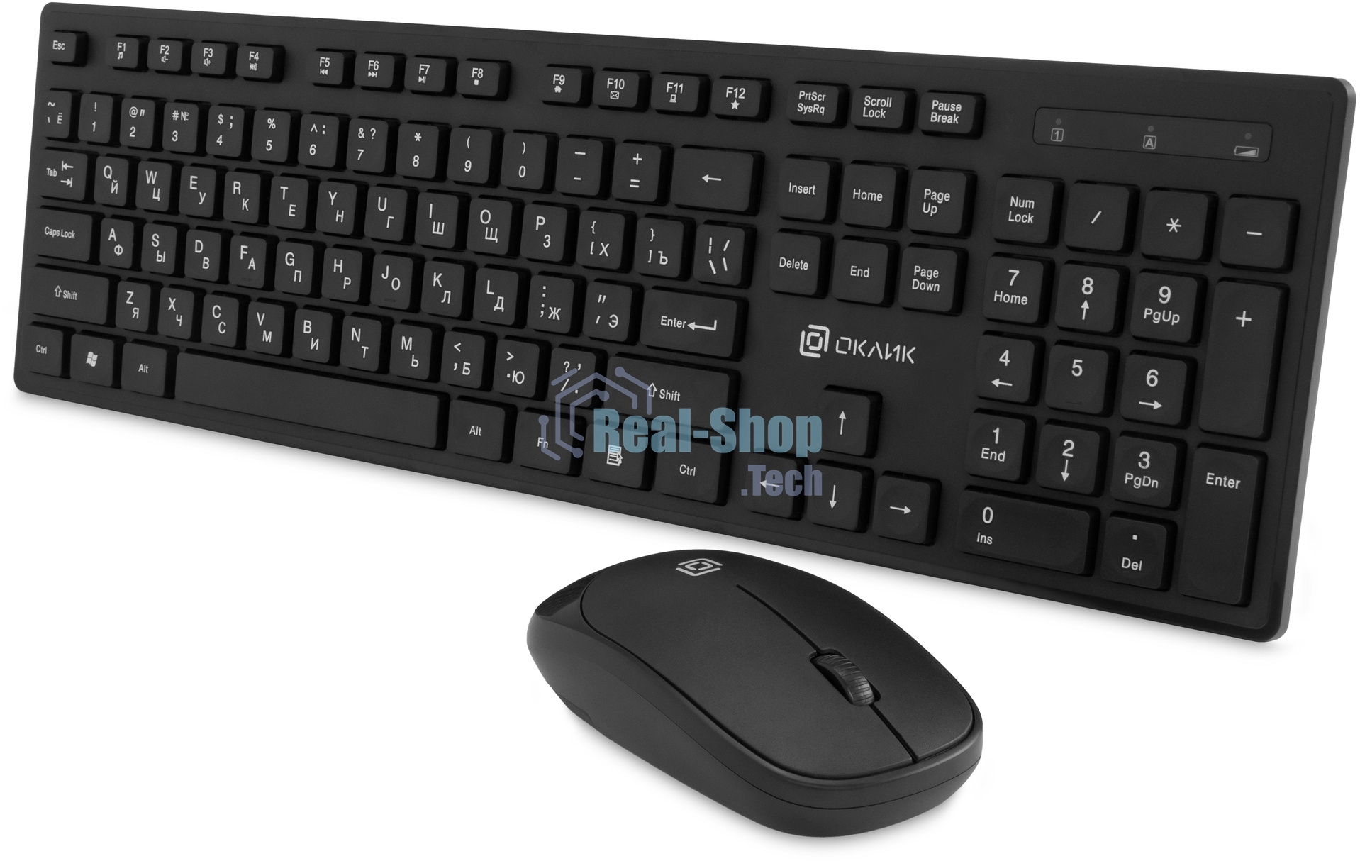 Комплект клавиатура + мышь Оклик S255W клав:черный мышь:черный USB беспроводная Multimedia (1909361)